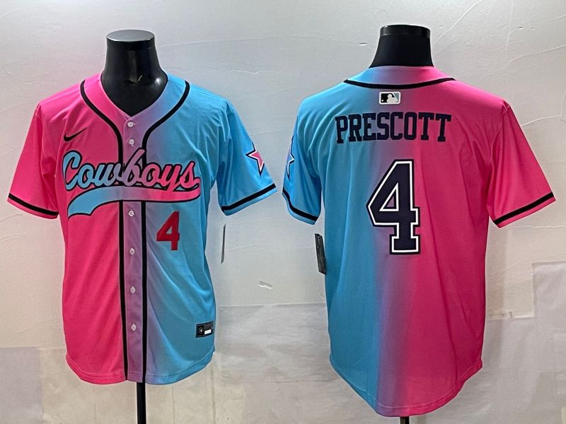 Men 2025 Dallas Cowboys #4 Prescott Blue pink Nike Limited NFL Jersey style 002->dallas cowboys->NFL Jersey